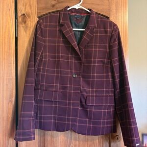 Tommy Hilfiger Burgundy Plaid Women's Blazer